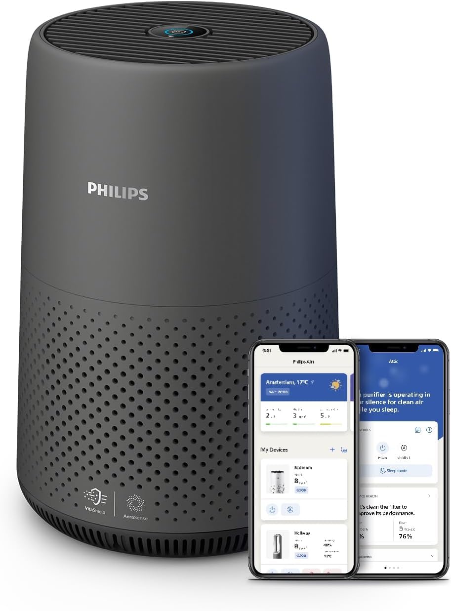 Philips 800i Series Compact Air Purifier, 49m2, HEPA & Activer